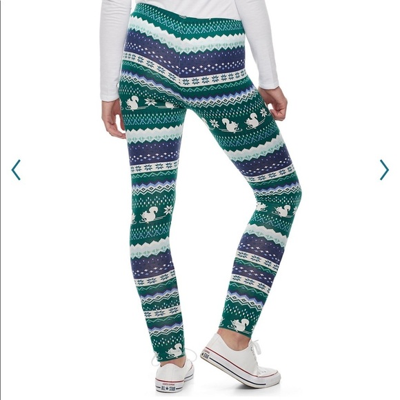 SO Juniors Super Soft Squirrel Skiing Holiday Leggings NEW​ - Picture 2 of 6